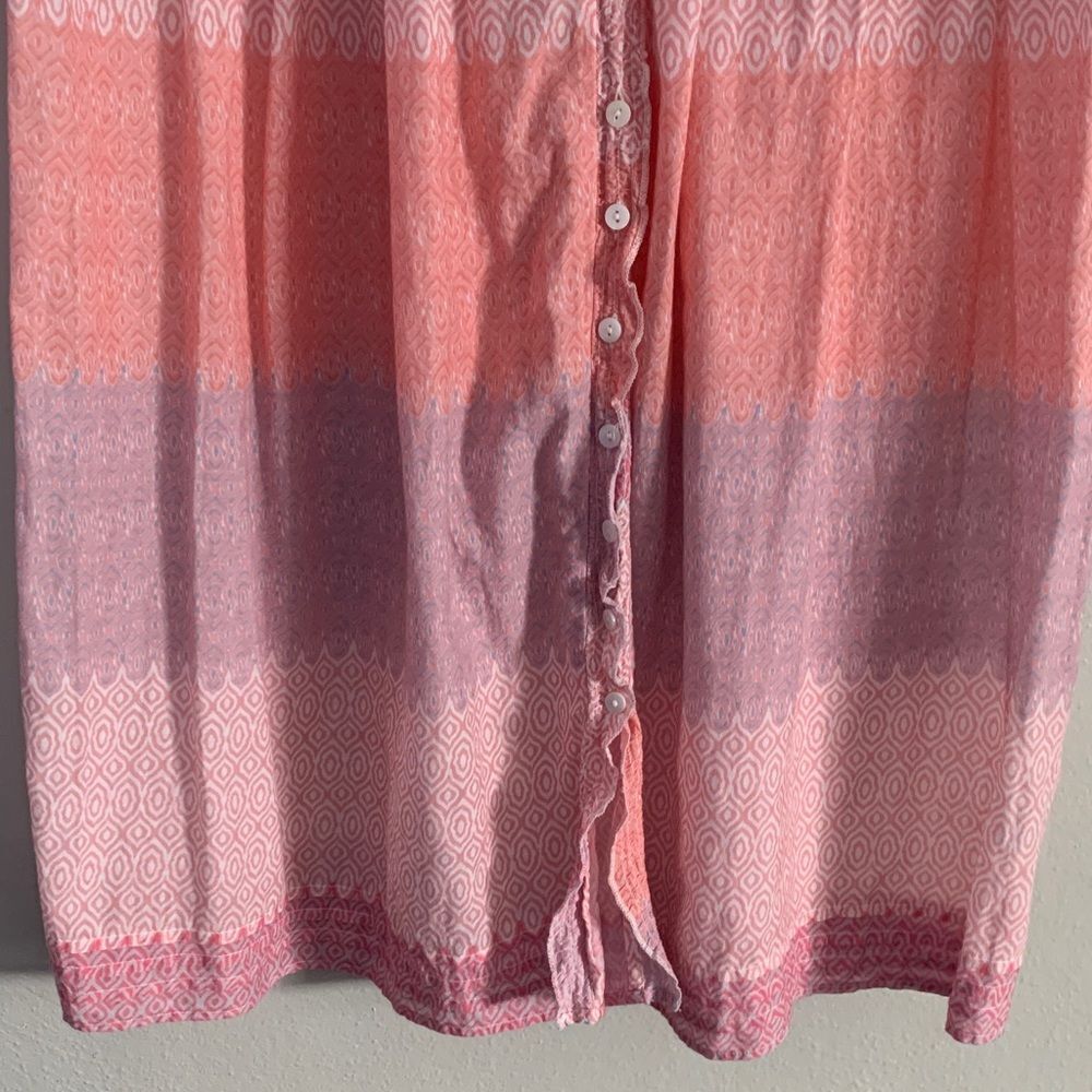 One Season Australia Pink Ombré Cotton Button-Front Dress | Size L - Picture 7 of 14
